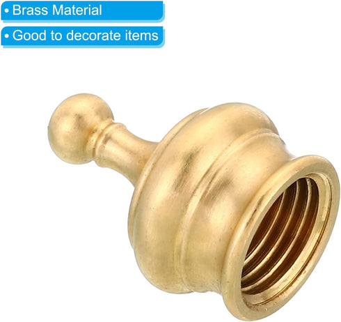 PATIKIL M10 2 Pack 14.5x20mm Thread Lamp Finial Cap Knob, Brass Lamp Shade Harp Top Screw Caps Decoration Light Fixture