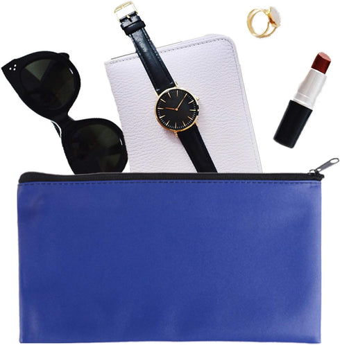 Bank Bag Money Pouch, Leatherette Security Deposit Bags, Utility Zipper Bags, 11x6 inch, 4 Pack, Blue