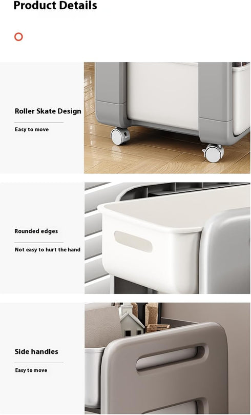 Generic Household Swivel Caster Cart for Storage of Bags, Books, and Miscellaneous Items (Whiter, Second Layer)