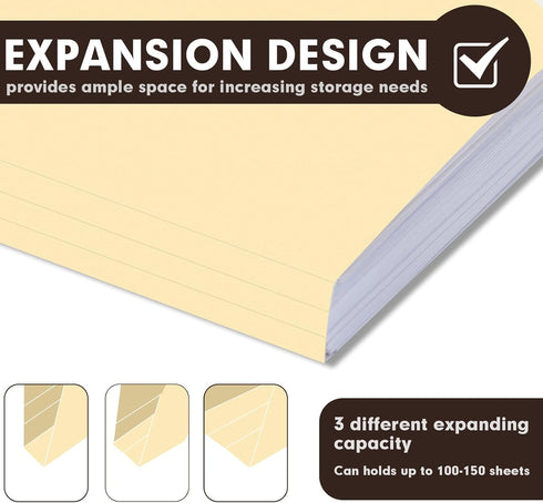 RAZCC 60 Pack Manila Fastener Folders, Letter Size, Reinforced 1/3-Cut Tab, 2 Fasteners for Organizing Medical Files