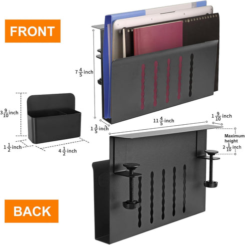 LUKETURE Desk Side Storage, Under Desk Organizer, Steel Hanging Laptop Holder with Pen Holder, Black, M(1 Tier)