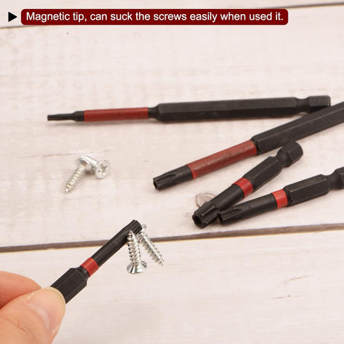 T25 Impact Rated Torx Bit, 1/4" Hex Shank, 2" Length Magnetic Security Star Screwdriver