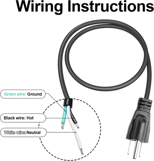 QTEATAK Male and Female Connector Extension Cord, 125V 15A 2-Pole 3-Wire, 50cm Female and 100cm Male Plug with AWG14
