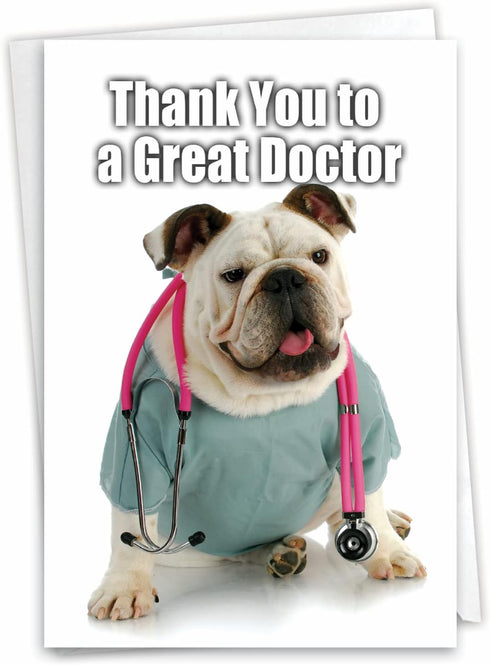 NobleWorks - 1 Funny Thank You Greeting Card (Doctor) with 5 x 7 Inch Envelope