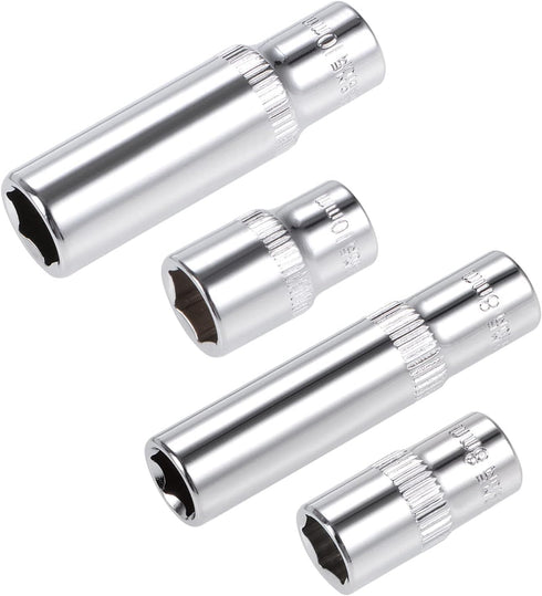uxcell 1/4-inch Drive Socket Set, 8mm & 10mm Deep and Shallow 6-Point CR-V Steel