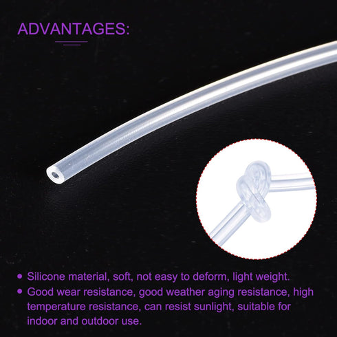 DMiotech Clear Silicone Tube, 0.5mm ID 2mm OD, 16 Feet Industrial Tubing for Water and Air Pump