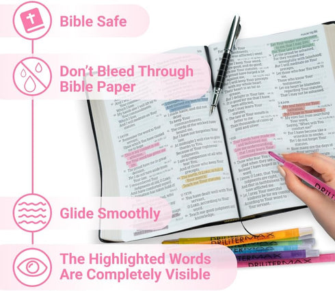 Swanson Christian Products Bible Highlighters Pack, Multi Colors, No Bleed (6)