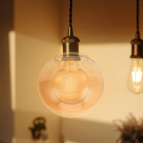 5.11 Inch Luxshiny Globe Glass Lamp Shade Clear Replacement for Pendant Light Fixtures Decorative Round Lampshade