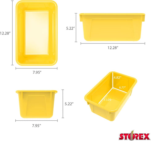 Storex Small Cubby Bins, Pack of 5, 12.2 x 7.8 x 5.1 Inches, Yellow