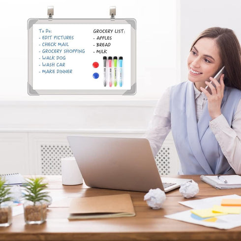 Message White Board 24" x 16" Small Dry Erase Calendar for Wall, Portable for Drawing and Teaching Memo