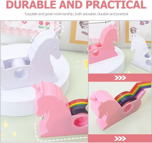 STOBOK 2pcs Cartoon Tape Dispenser, Rainbow Tape Holder and Washi Paper Cutter for Office Home
