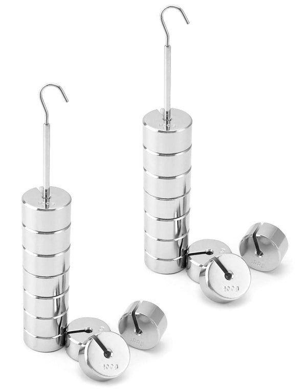 QWORK Slotted Mass Set - 2 Sets of Chromium-Plated Metal Weights, Total 1000g with Hanger