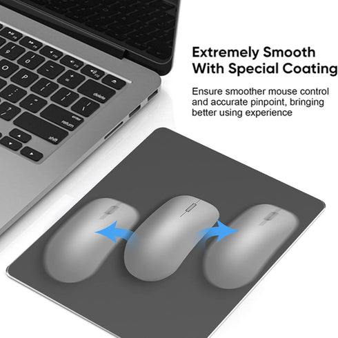 Metal Aluminum Mouse Pad, Thin Hard Double Sided Waterproof Mouse Mat for Office and Gaming, 9.45 x 7.87 Inch, Black