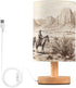 Nesatuwa Western Cowboy Theme Bedside Table Lamp Nightstand with Fabric Shade Night Lamp