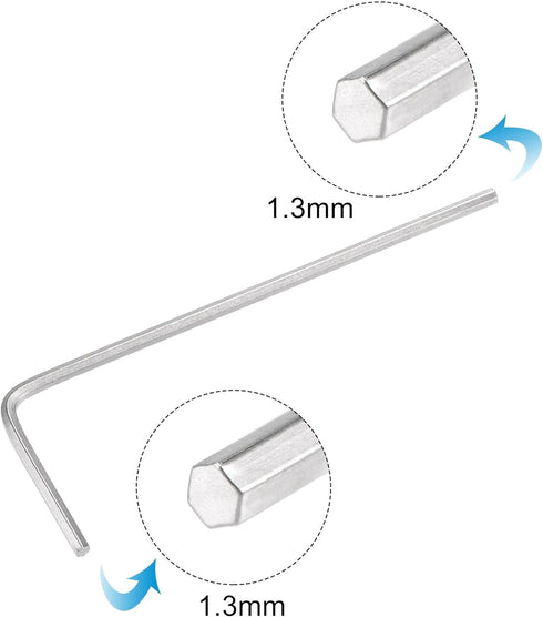 uxcell 1.3mm Hex Key Wrench, L Shaped Long Arm CR-V Repairing Tool, 6 Pcs
