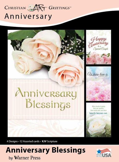 Boxed Christian Anniversary Greeting Cards with Envelopes, Anniversary Blessings, KJV Scripture, Package of 12