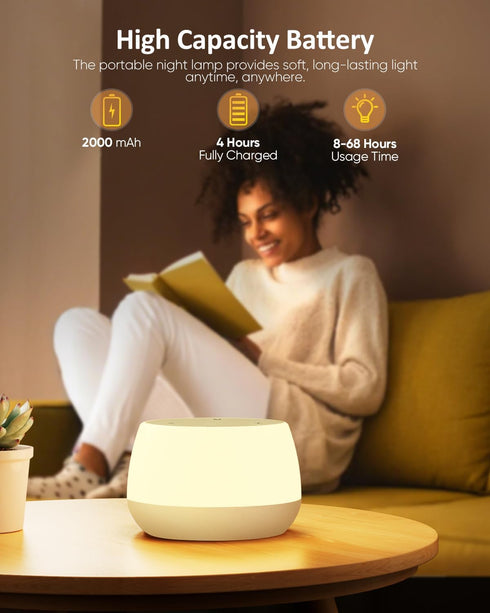 3 9 Dimmable, Kids Night Light Touch Modes & Colors Changing, Rechargeable Bedside Lamp Stepless Portable Touch Table