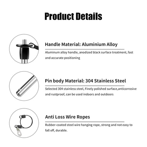 304 Stainless Steel Ball Locking Pin, Quick Release Pin 0.39 Inch Diameter, Usable Length 1.61" (10mm x 41mm) with Push