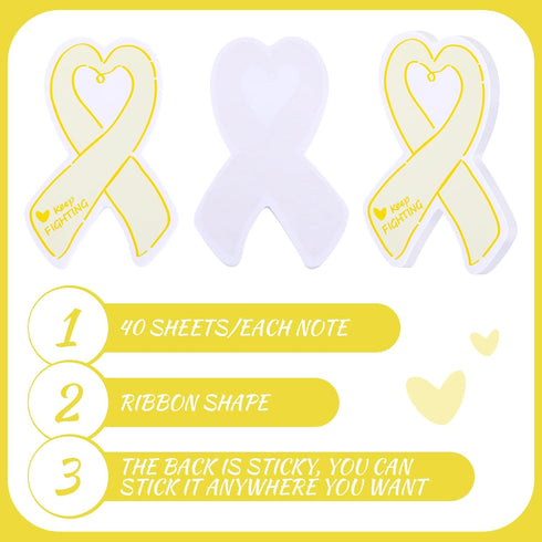 Fulmoon 24 Pieces Childhood Cancer Awareness Note Pad, 40 Sheets Yellow Ribbon Awareness Items for Charity Campaign