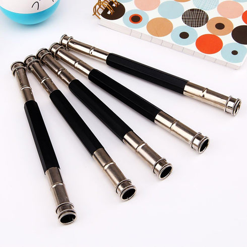 GTHER 5PCS Double Head Pencil Extender, Adjustable Lengthener with Aluminum Handle for Colored Pencils, Black
