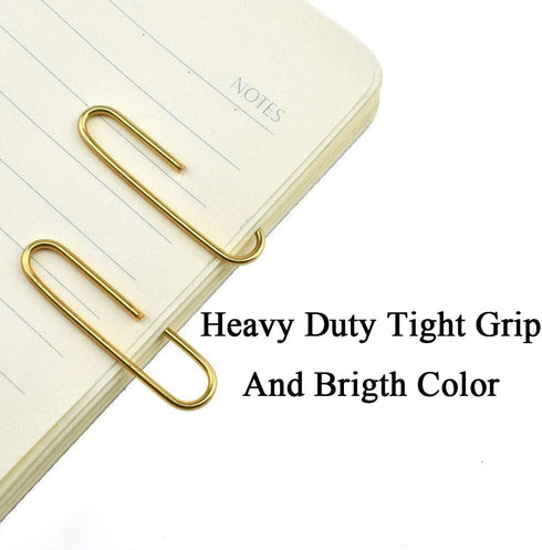 HAHIYO Large Paper Clips, 2 inches Length Gold Paperclips, Vinyl Coated for Bookmark Organizing Home Office School 80