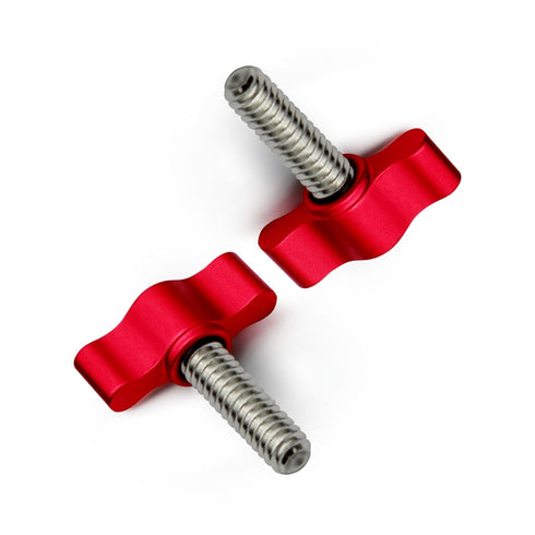 Xadnitu 1/4"-20 x 1" Thread Thumb Screw, Stainless Steel Standard/Coarse Thread with Red Aluminum Knob, 4 Packs