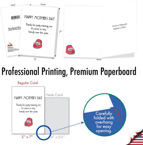 5x7 C8885MDG NobleWorks - Hilarious Mothers Day Greeting Card - Cartoon Comic Humor, Funny Card with Envelope - Potty