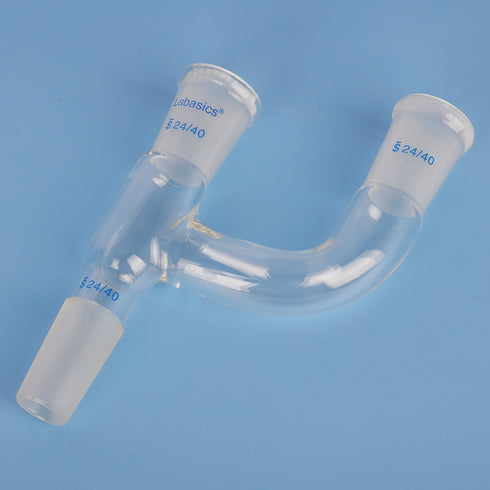 Borosilicate Glass 3 Way Claisen Distillation Adapter with 24/40 Joints, Chemistry Apparatus Lab Glassware