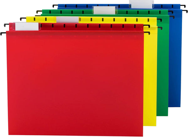 Smead Poly Hanging Folder, Letter Size, Assorted Primary Colors, 1/5-Cut Tab, 12 per Pack (64026)