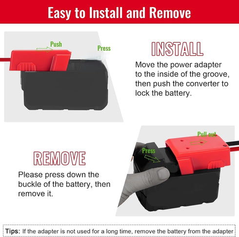 2 Packs Power Wheel Adapter, Compatible with Milwaukee 18V Battery, Converter Kit with Fuse & Switch for DIY RC Cars