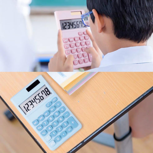 Basic Standard Calculators, Small Digital Desktop Calculator with 8-Digit LCD Display, Battery Solar Power, Pocket Size