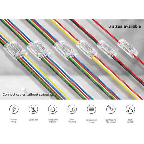 6-Pin 20-22 6-Line (10 Pack) RGBWW Connectors AWG | Solderless Wire Joiners for RGB+CCT Smart LED Lighting Extension