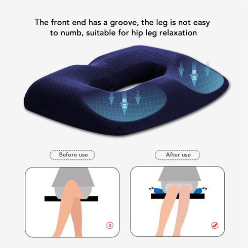 RUYANZER Tailbone Hollow Seat Cushion Comfortable Memory Foam Breathable Orthopedic Chair Pad with Grooved Design