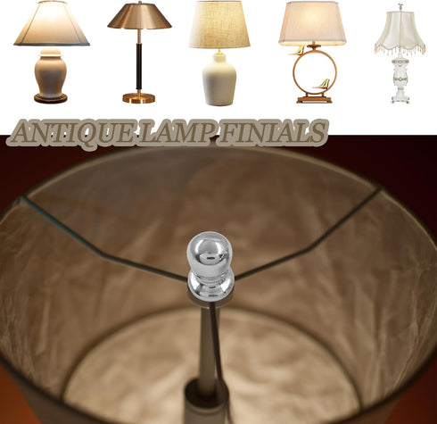 Biaungdo 2 1/4-27 Inch, Pcs Ball Lamp Finial Cap Knob, Silver Lamp Shade Screw Cap Top Lamps Decoration for Lamps Shade