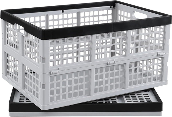 Tstorage 40 L Plastic Folding Storage Crate, Collapsible Storage Crates, 2-Pack