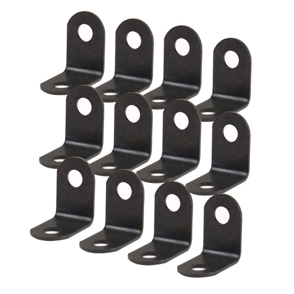 uxcell 12pcs Angle Bracket Metal 12x12mm Black Corner Brace Fastener L Shaped