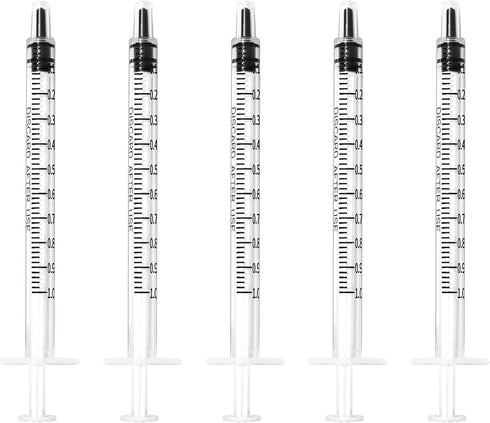 1ml / 1cc Pipette Syringe, 50pcs Plastic Syringes with Luer Slip Tip for Pets Oral, Refilling, Oil or Glue Applicator