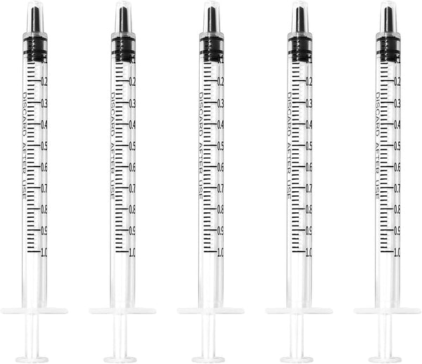 1ml / 1cc Pipette Syringe, 50pcs Plastic Syringes with Luer Slip Tip for Pets Oral, Refilling, Oil or Glue Applicator