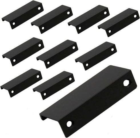 LC LICTOP 80mm/3.15" Black Mount Finger Edge Pull | Concealed Handle for Home Kitchen Cabinet (10Pcs)