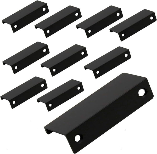 LC LICTOP 80mm/3.15" Black Mount Finger Edge Pull | Concealed Handle for Home Kitchen Cabinet (10Pcs)