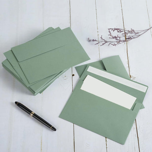 Wishop 100 Pack Sage-Green A7 Envelopes, Self-Adhesive 5x7 Envelopes for Invitations, 5x7 Greeting Cards