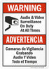 SmartSign-S-9392-AL-14 "Warning - Audio & Video Surveillance On Duty At All Times" Bilingual Sign | Aluminum 10" x 14"