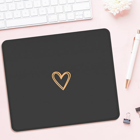 Seorsok Square Aesthetic Cute Heart Mouse Pad, Waterproof Funny Mouse Mat, Non-Slip Rubber Base for Wireless Mouse -