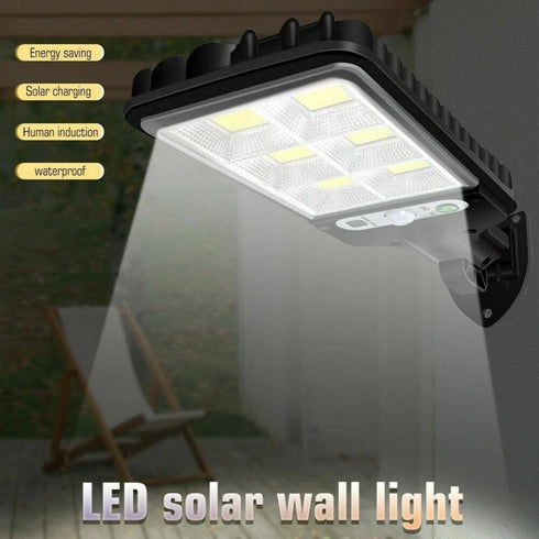 POAHUDT 1200W LED Solar Flood Light Motion Sensor Security Wall Street Yard Outdoor Lamp