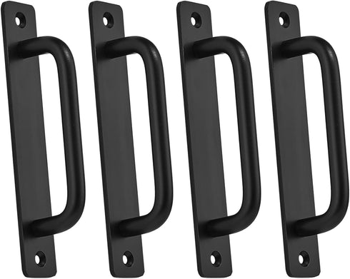 4 Pack Black Sliding Barn Door Handles, Push Pull Bar Handles for Wooden and Glass Doors, Heavy Duty Aluminum Steel