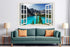 Fake Window for Walls Decal, Faux Windows Poster Picture Open Landscape Wall Art Decor, Natural Scenery Mural (48"x32")