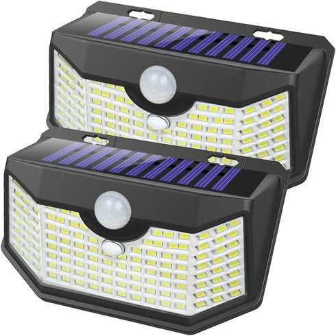 HMCITY 120 LED Outdoor Solar Lights with Motion Sensor and 3 Lighting