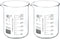 PATIKIL 2 Pack 300ml Low Form Glass Beakers, 3.3 Borosilicate Glass with Graduated Scale