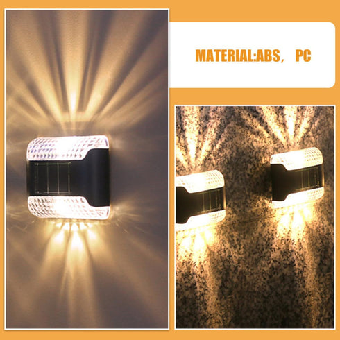 2pcs FRCOLOR Solar Wall Sconce Lights Warm White Waterproof Outdoor Solar Powered Lighting for Garden Patio Yard Fence