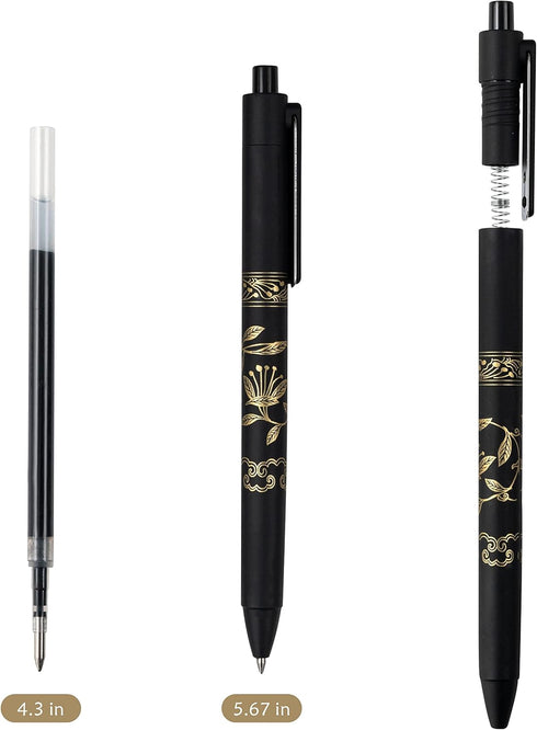 MiSiBao 0.7mm Black Ink Gel Pens - Refillable & Retractable Gel Ink Rolling Ball Pens, 9-pack